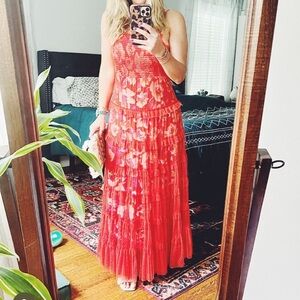 ANTHROPOLOGIE Tiered Tulle Maxi Dress size extra small